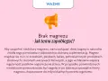 Grafika z hasłem "WAŻNE" i ikoną megafonu. Tekst informuje o tym, jak zapobiegać niedoborom magnezu, sugerując dietę bogatą w naturalne źródła i suplementację.