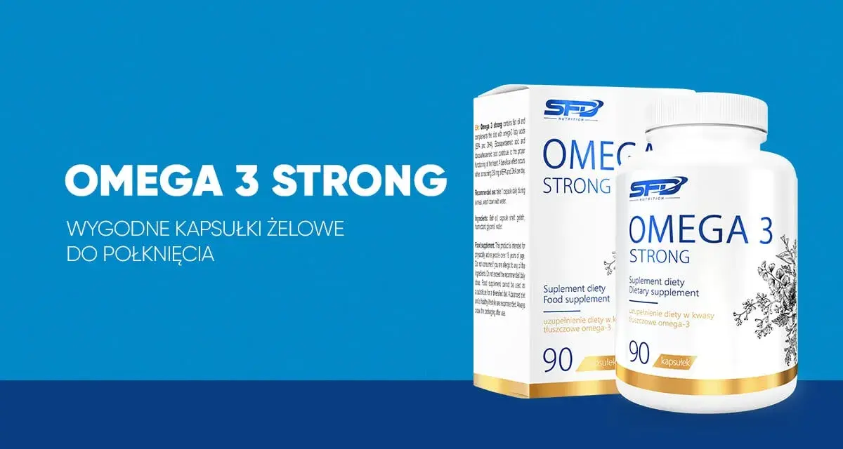 Omega 3 Strong – wygodne kapsułki żelatynowe do suplementacji diety w kwasy omega 3. Opakowanie zawiera 90 kapsułek.