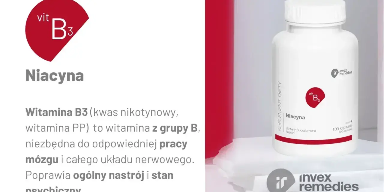 Niacyna, czyli witamina B3, kluczowa dla mózgu i układu nerwowego. Suplement diety w kapsułkach.