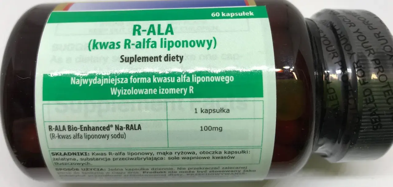 Suplement diety R-ALA zawiera kwas R-alfa liponowy, który jest silnym antyoksydantem. Stosowany na co dzień wspiera organizm.