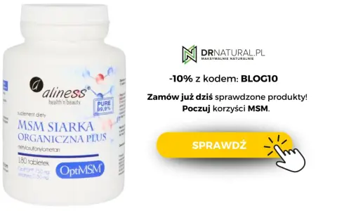 Suplement diety Aliness MSM Siarka Organiczna Plus. Poczuj korzyści MSM, zamawiając już dziś! -10% z kodem BLOG10.