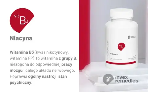 Niacyna, czyli witamina B3, kluczowa dla mózgu i układu nerwowego. Suplement diety w kapsułkach.
