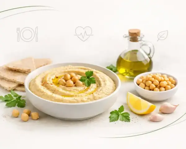 Pyszny hummus z ciecierzycą, oliwą i cytryną. Czy hummus jest zdrowy? Tak, to bogactwo białka i błonnika!