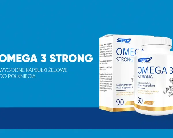 Omega 3 Strong – wygodne kapsułki żelatynowe do suplementacji diety w kwasy omega 3. Opakowanie zawiera 90 kapsułek.