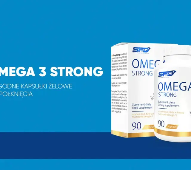 Omega 3 Strong – wygodne kapsułki żelatynowe do suplementacji diety w kwasy omega 3. Opakowanie zawiera 90 kapsułek.