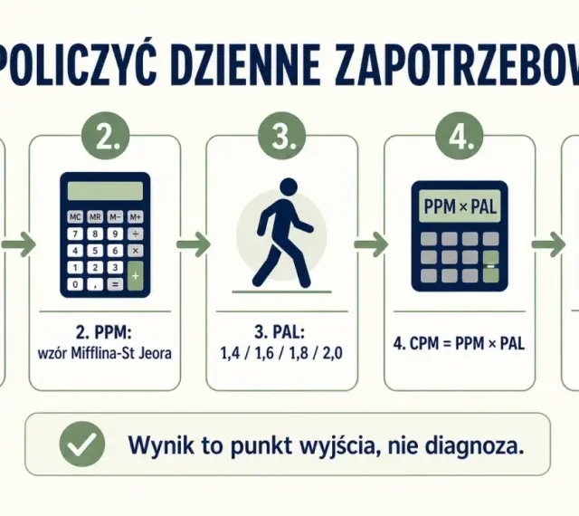 Jak obliczyć dzienne zapotrzebowanie kaloryczne: dane, PPM, PAL, CPM i weryfikacja masy. Wynik to punkt wyjścia.