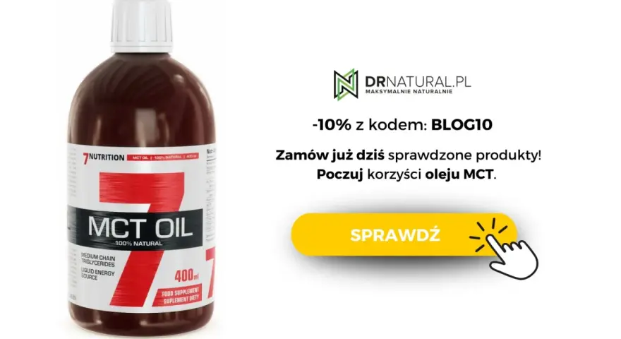 Butelka oleju MCT 100% naturalnego. Zamów już dziś i poczuj korzyści oleju MCT. Zniżka -10% z kodem BLOG10.